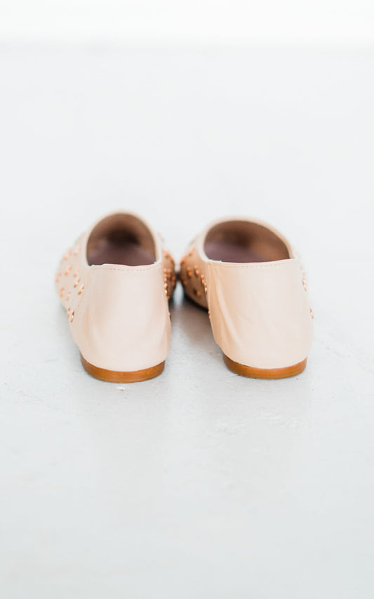 Harriette Leather Flats in Blush