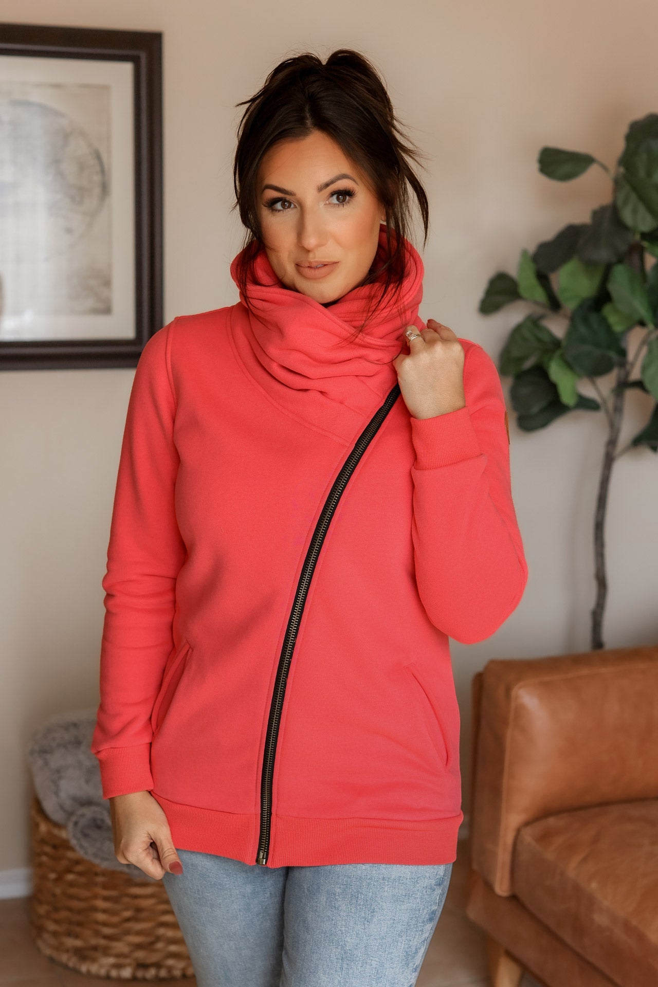 Quinn ZipUp Cowl - Dragonfruit