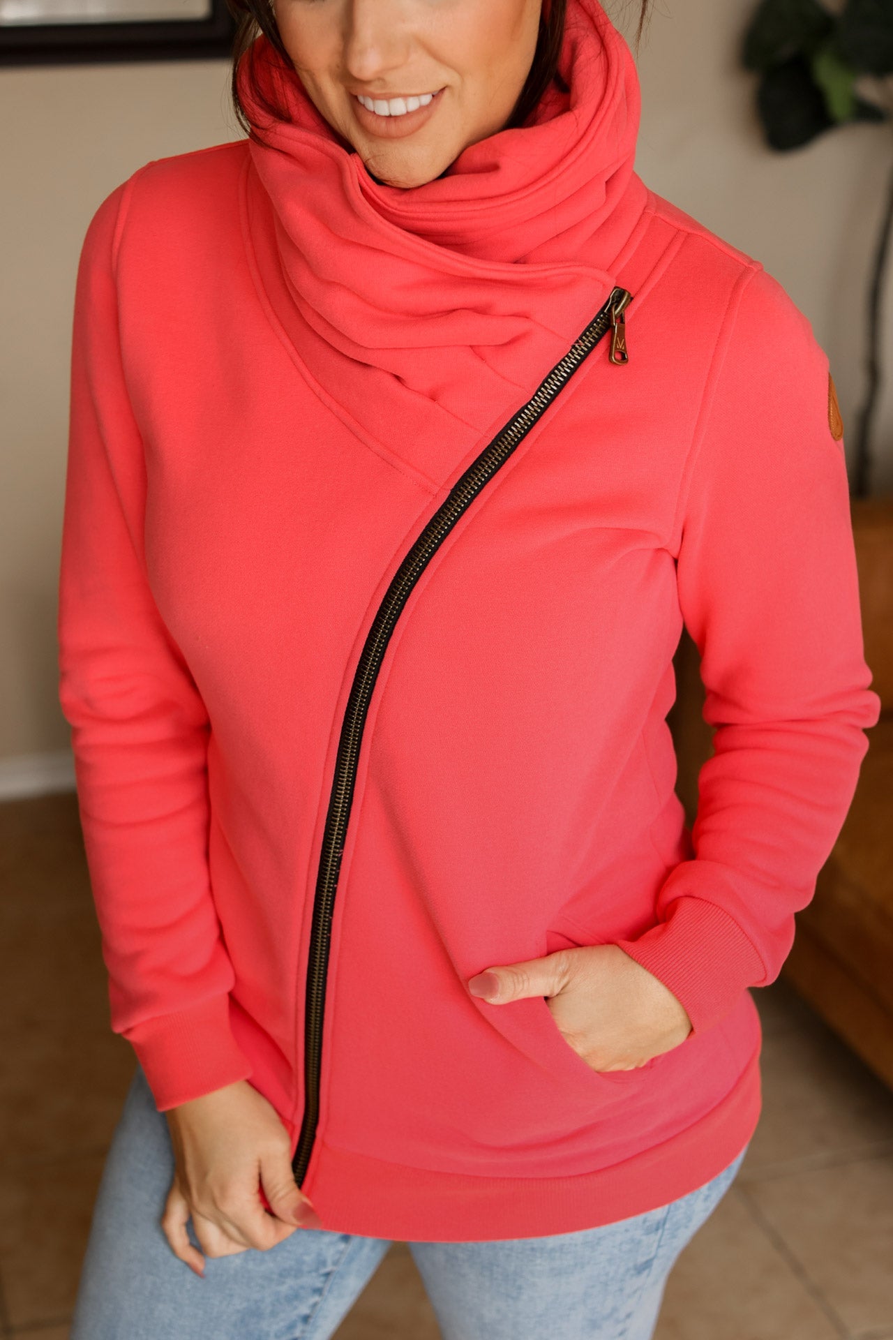 Quinn ZipUp Cowl - Dragonfruit