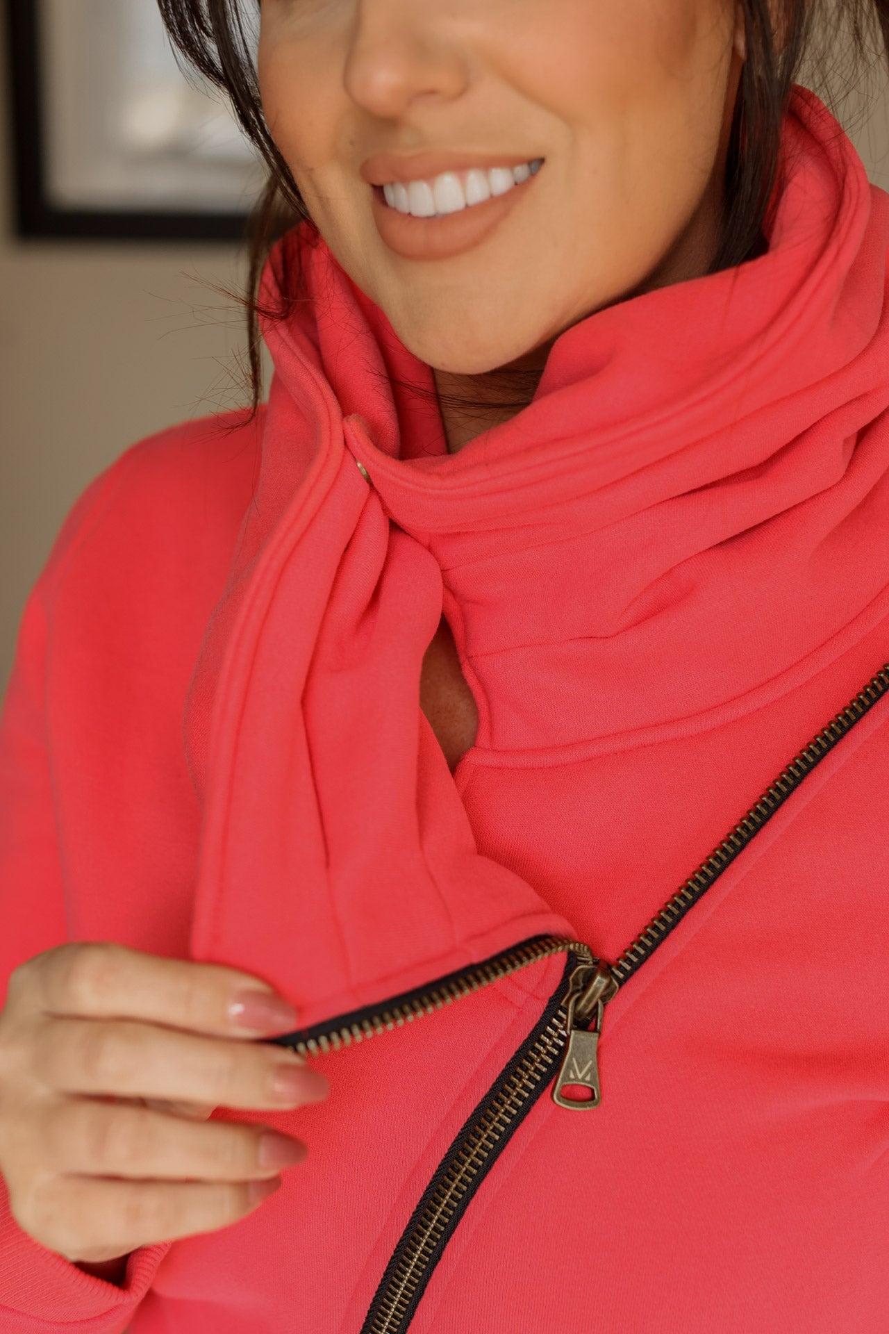 Quinn ZipUp Cowl - Dragonfruit