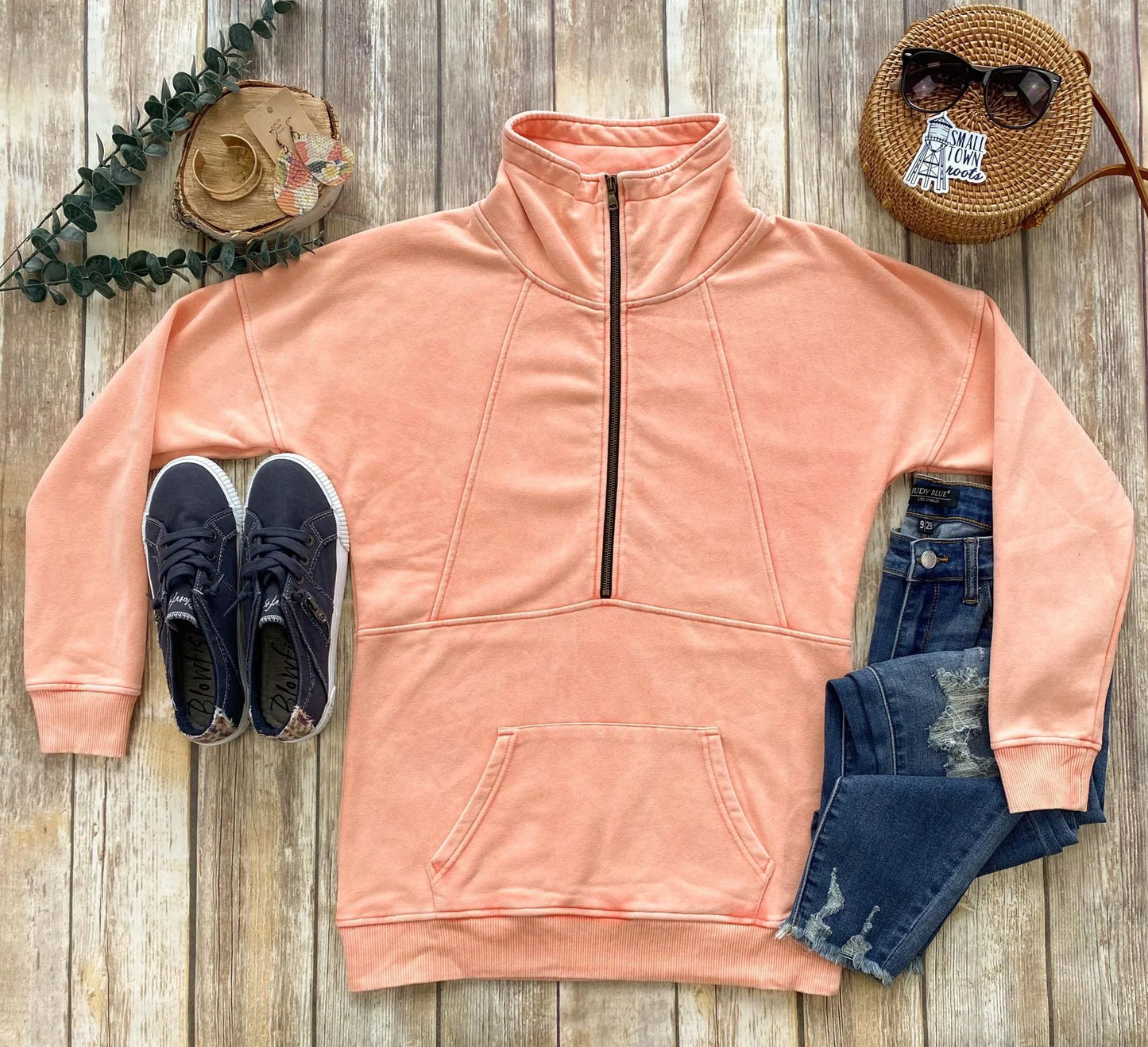 Vintage Wash HalfZip - Sherbert
