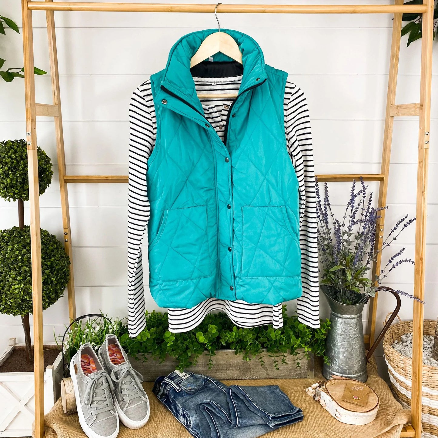 Remy Zip Up Vest - Bright Aqua