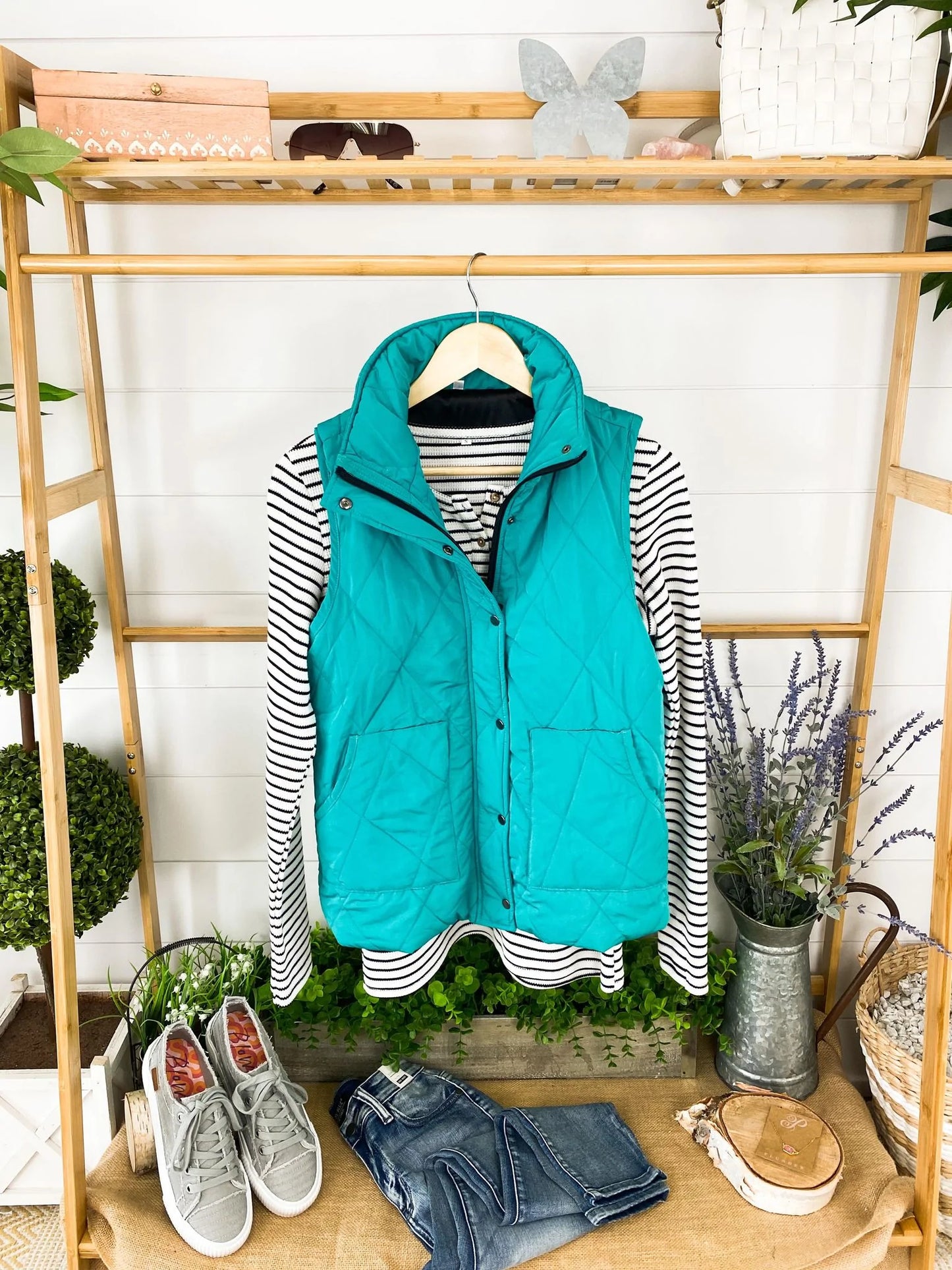 Remy Zip Up Vest - Bright Aqua