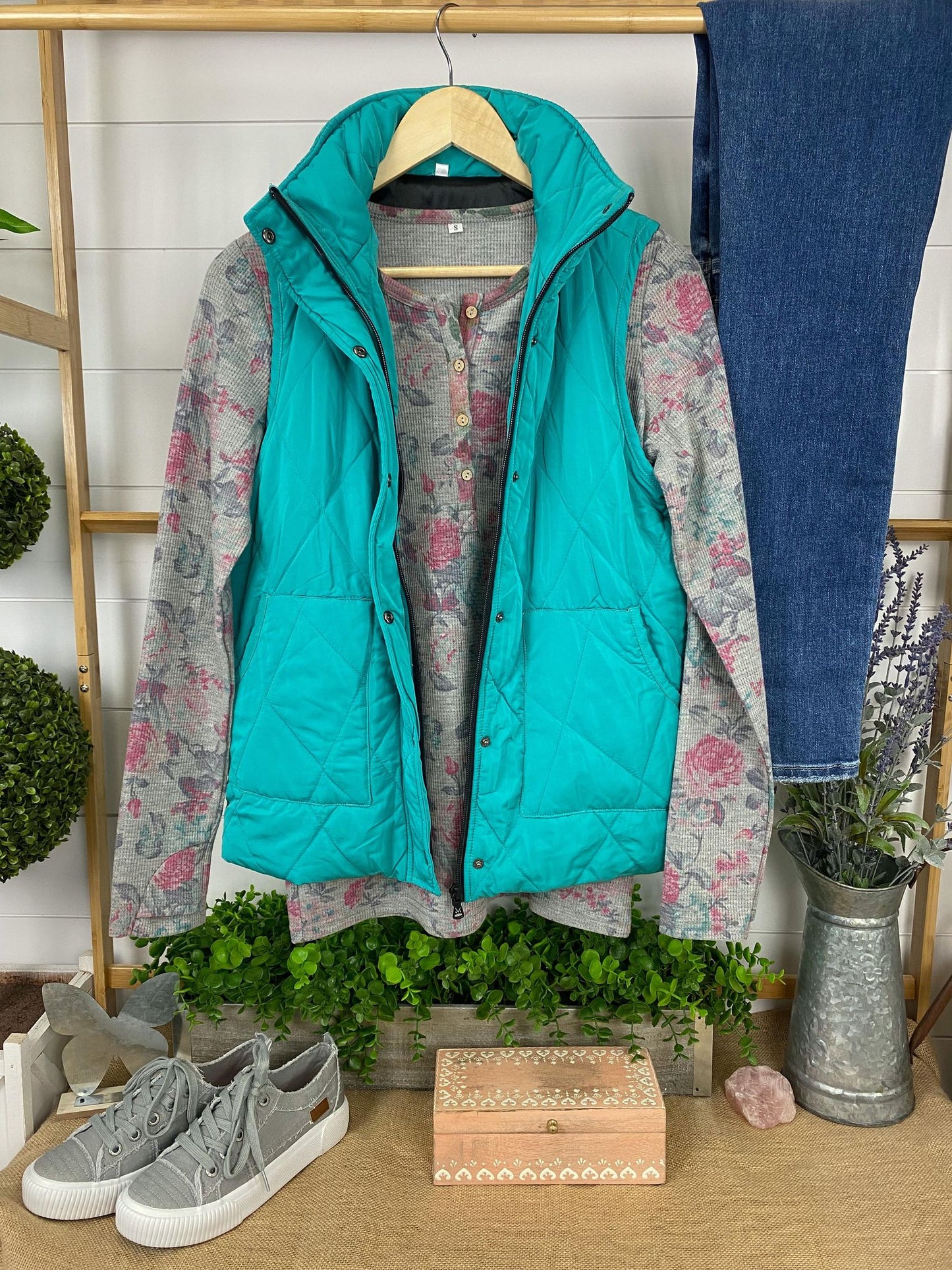 Remy Zip Up Vest - Bright Aqua
