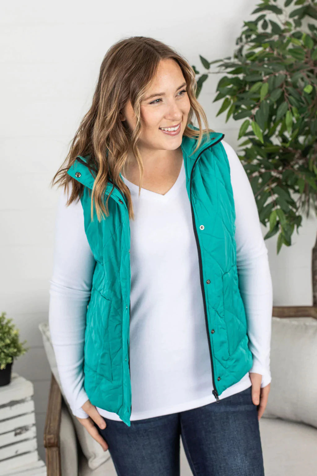 Remy Zip Up Vest - Bright Aqua