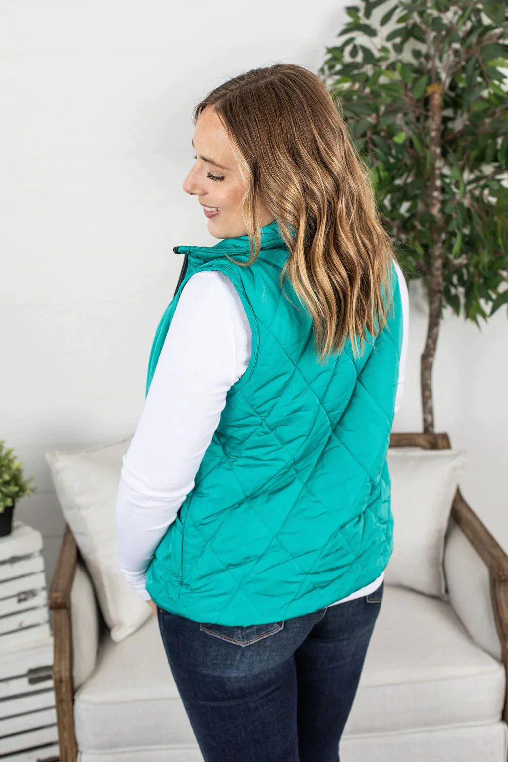 Remy Zip Up Vest - Bright Aqua