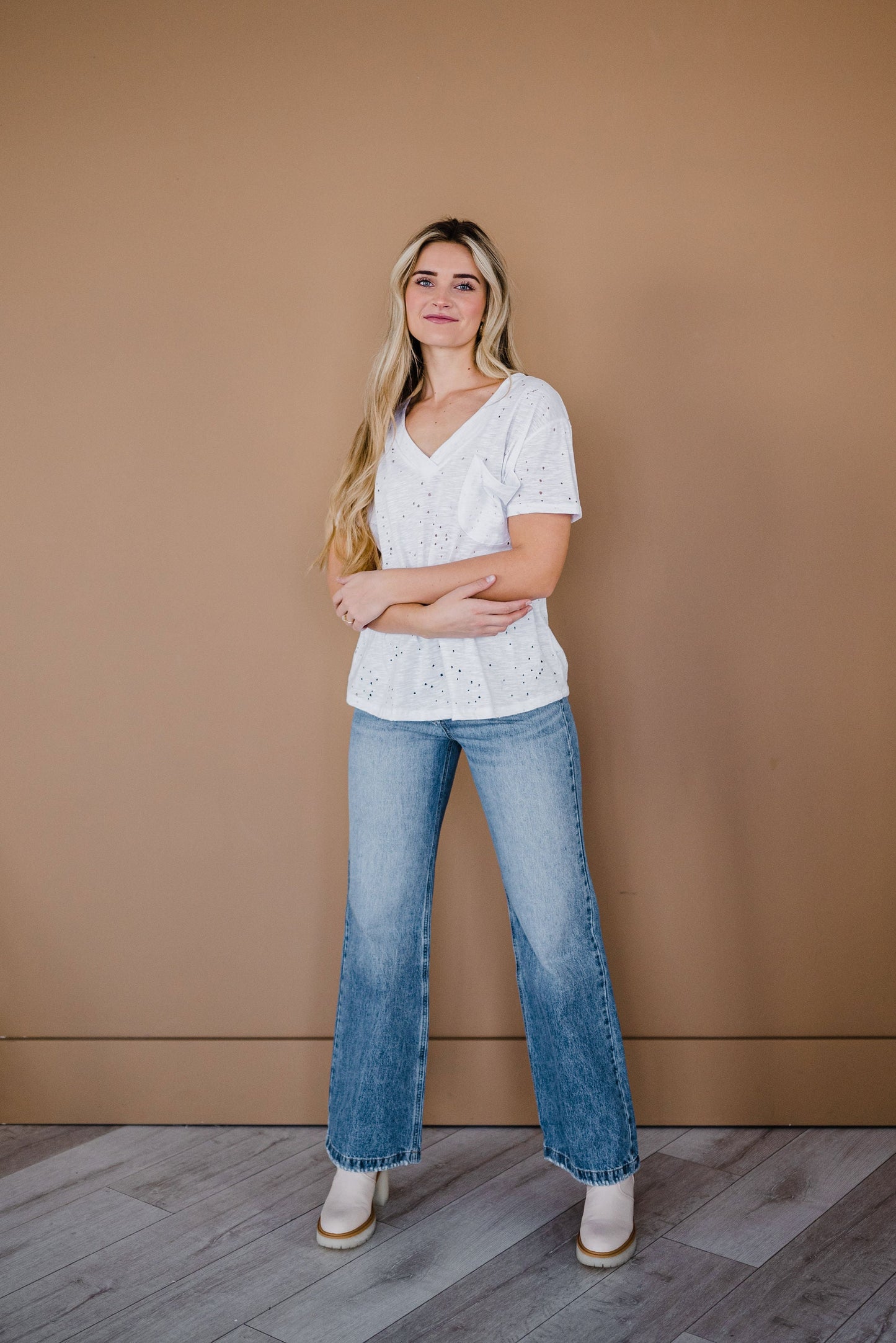 Distressed Boyfriend Tee- White