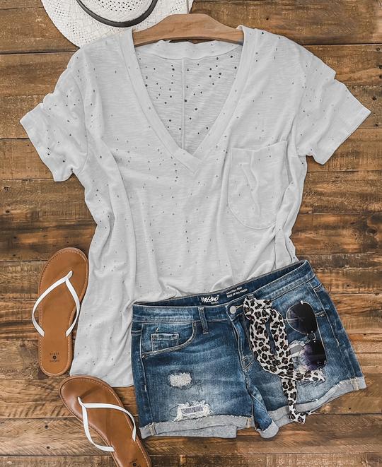 Distressed Boyfriend Tee- White