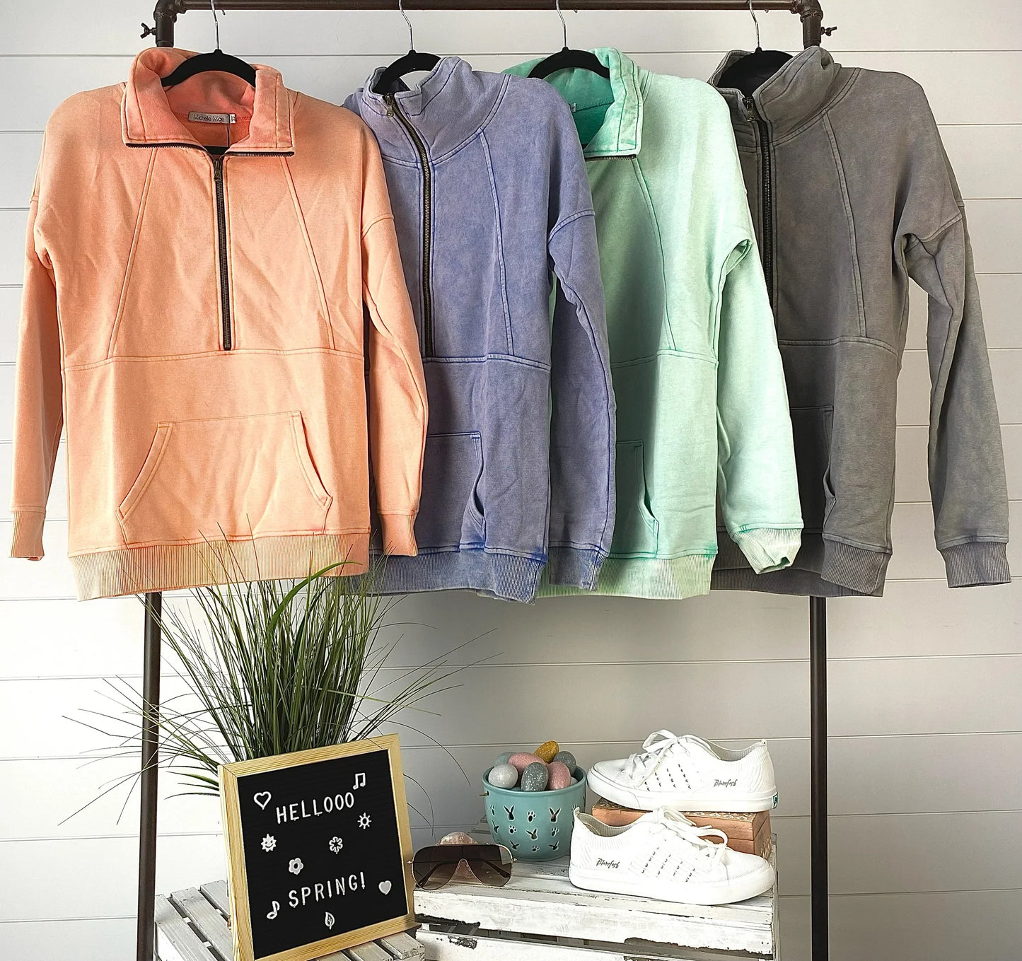 Vintage Wash HalfZip - Sherbert