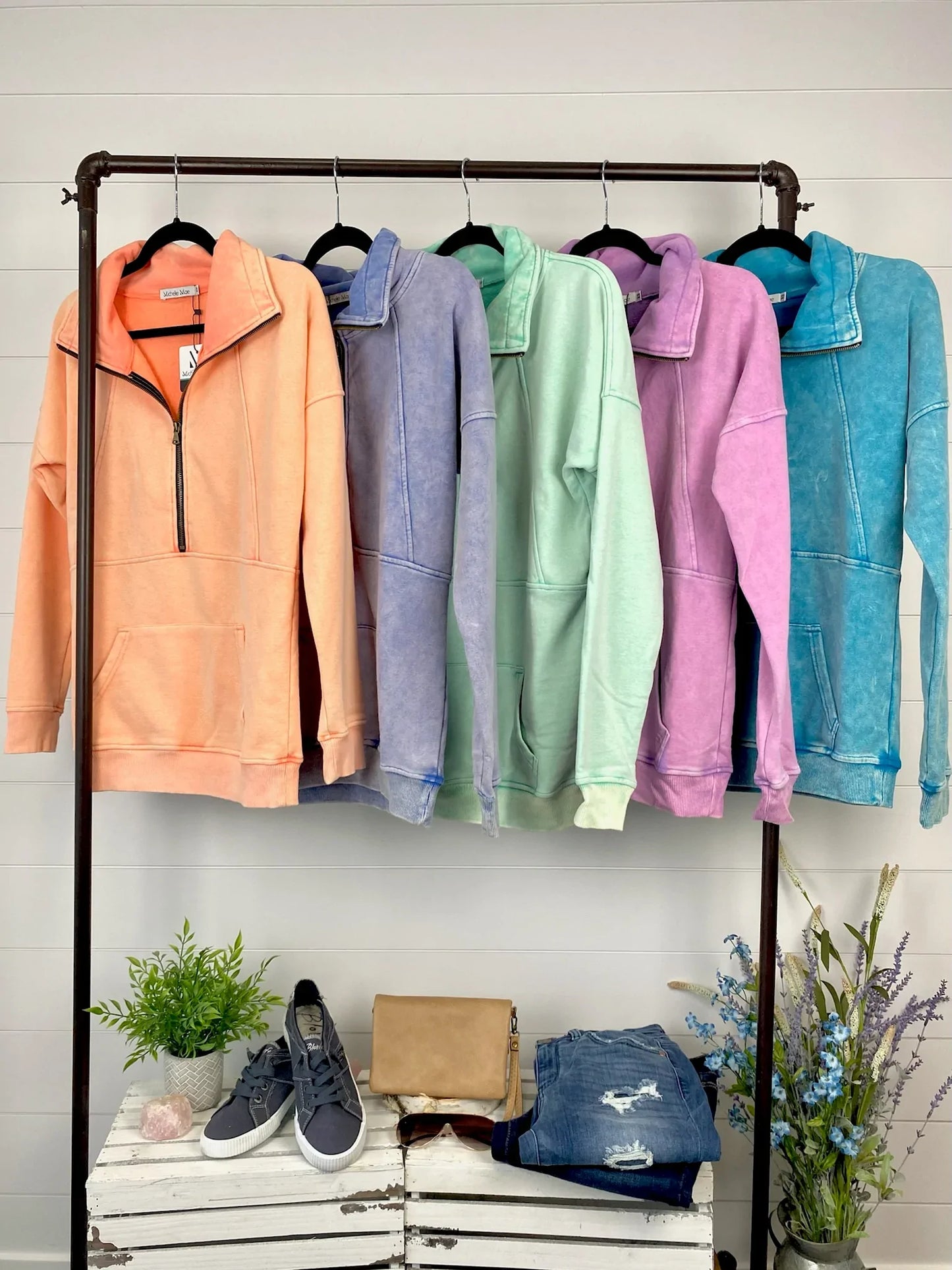 Vintage Wash HalfZip - Sherbert