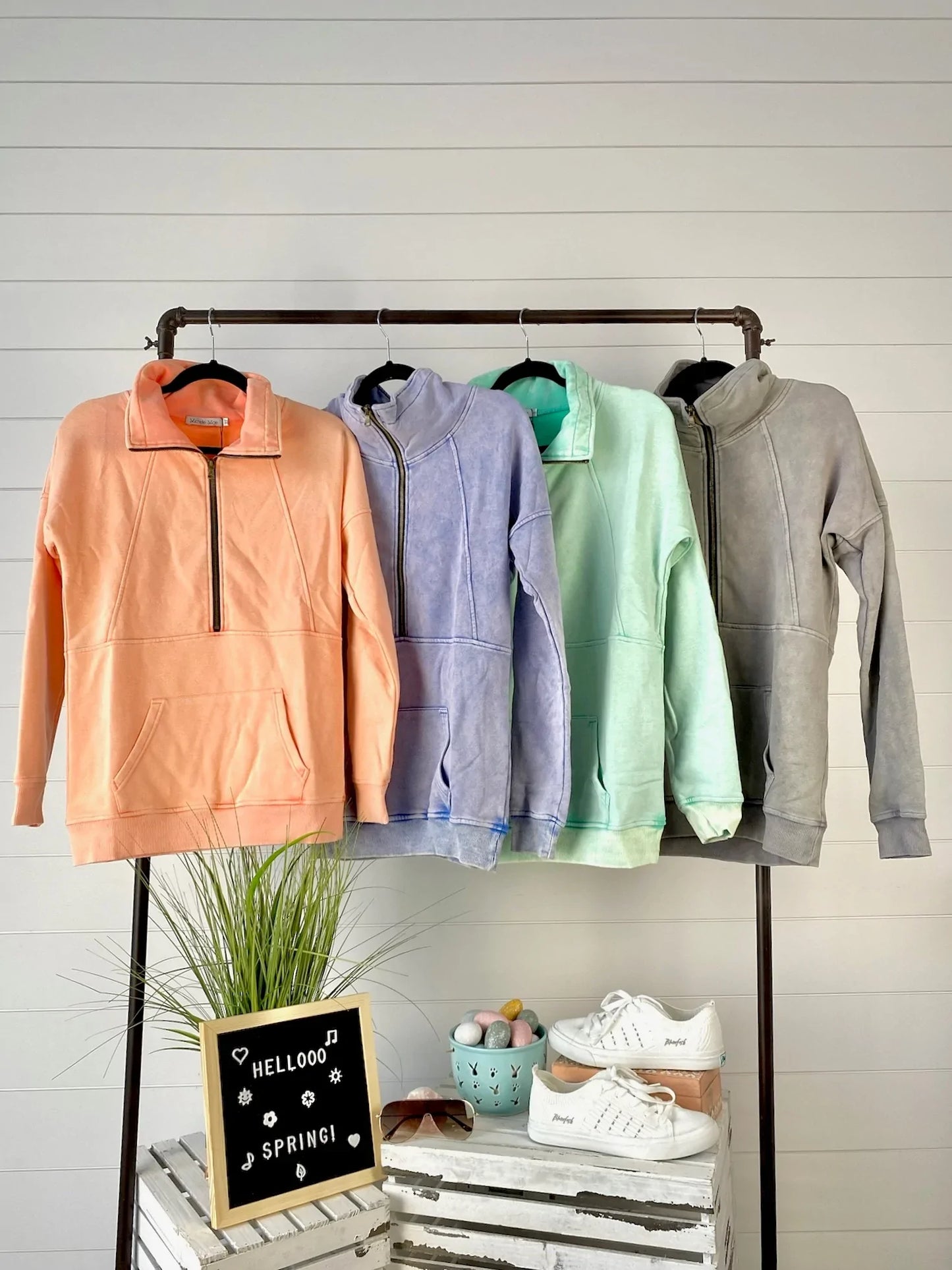 Vintage Wash HalfZip - Sherbert