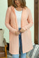 Claire Hooded Waffle Cardigan - Coral