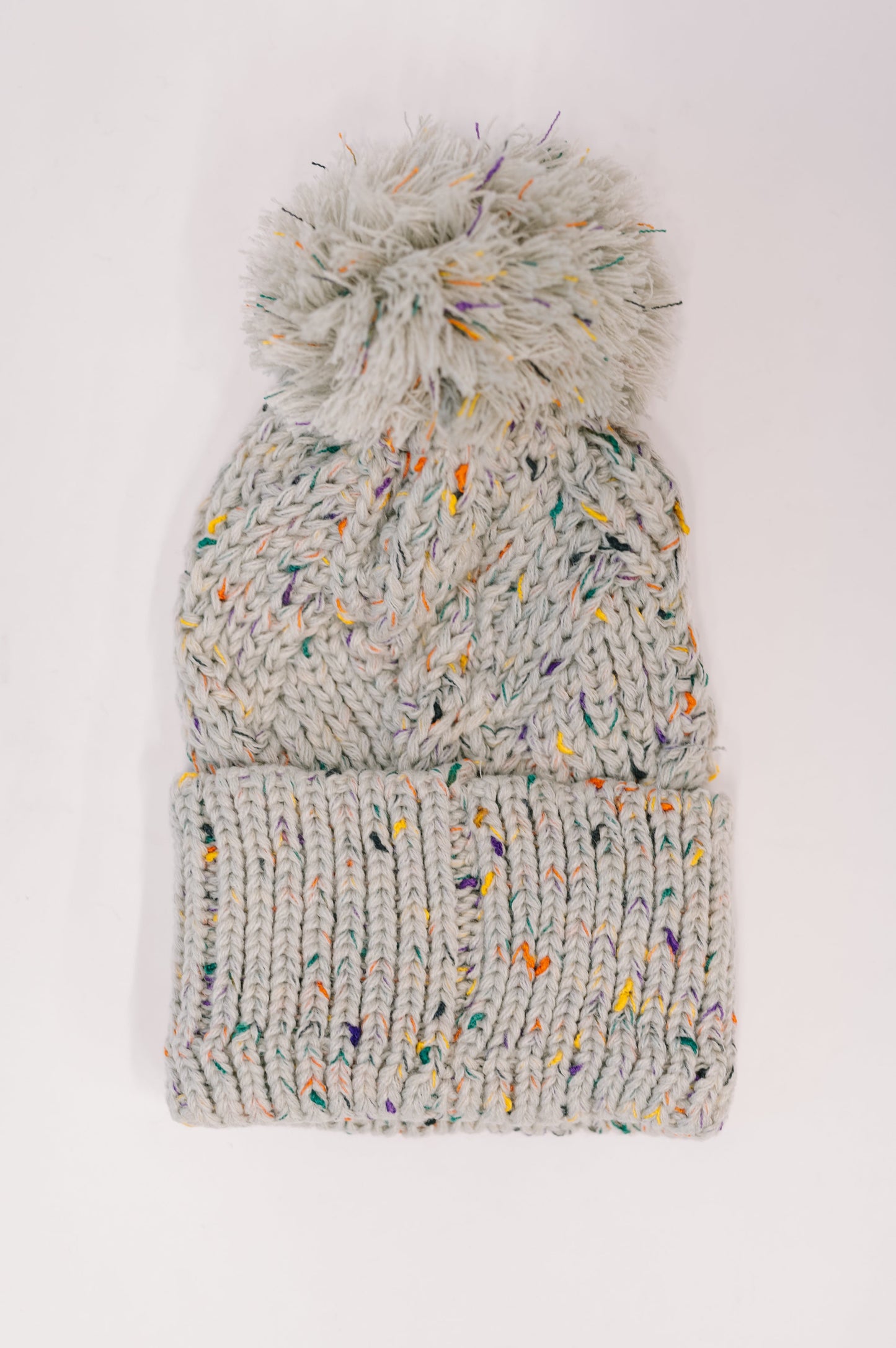 Cover Your Ears Pom Pom Beanie in Grey