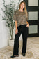 Feline Fine Ribbed Knit Relaxed Tee in Mocha