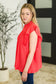 Float This Way Flutter Sleeve Blouse in Coral