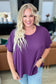 Let Light be Light Drop Shoulder Oversized Tee in Dark Plum