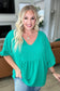 Airflow Peplum Ruffle Sleeve Top in Emerald