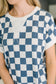 I've Been Everywhere Crew Neck Checkered Top in Blue