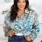 In the Willows Button Up Blouse in Teal Paisley