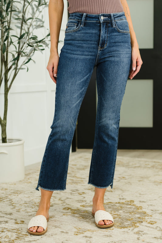 Nova High Waist Dark Wash Kick Flare