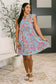 Lizzy Forever Flutter Sleeve Dress in Blue and Pink Paisley Floral