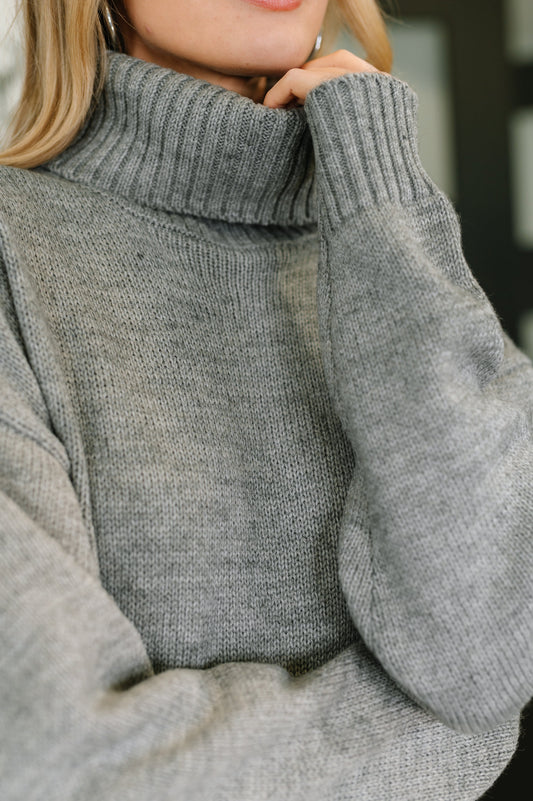 Personal Assistant Turtleneck Dress in Grey