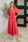 Petals & Promises V-Neck Dress in Red Multi