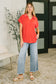 Sea You Soon Collared Top in Hot Coral