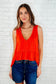 V-Neck Ruffled Peplum in Spicy Orange