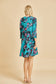 Stunning Open V-Neck Dress in Teal/N Pink
