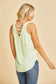 Tank Top With Criss Cross Back in Lime/Ivory