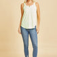 Tank Top With Criss Cross Back in Lime/Ivory
