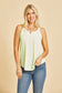 Tank Top With Criss Cross Back in Lime/Ivory