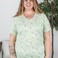 Sophie Classic Pocket Tee - Green Ditsy Floral