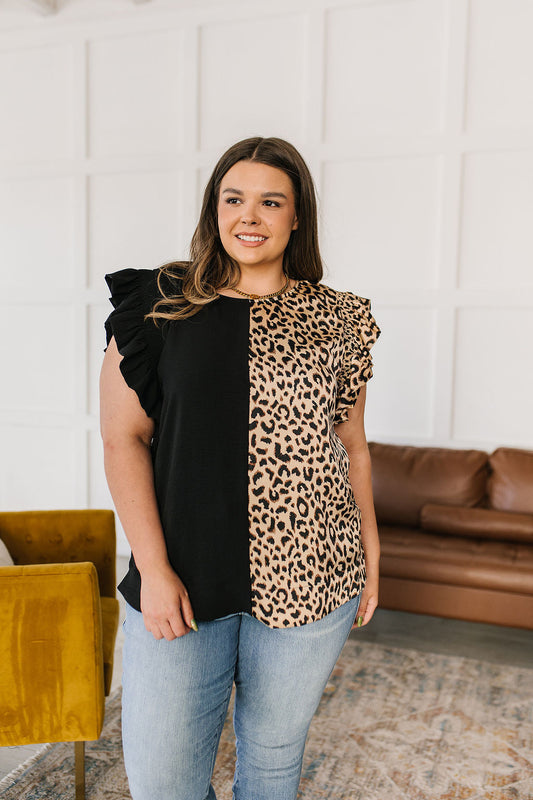 A Bit Wild Flutter Sleeve Top