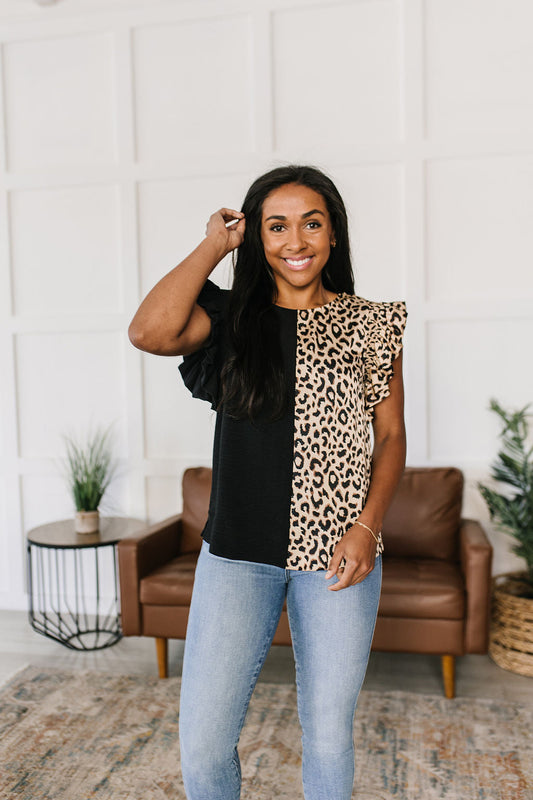 A Bit Wild Flutter Sleeve Top
