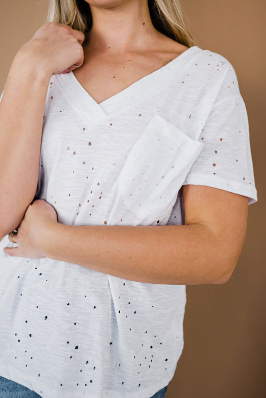 Distressed Boyfriend Tee- White