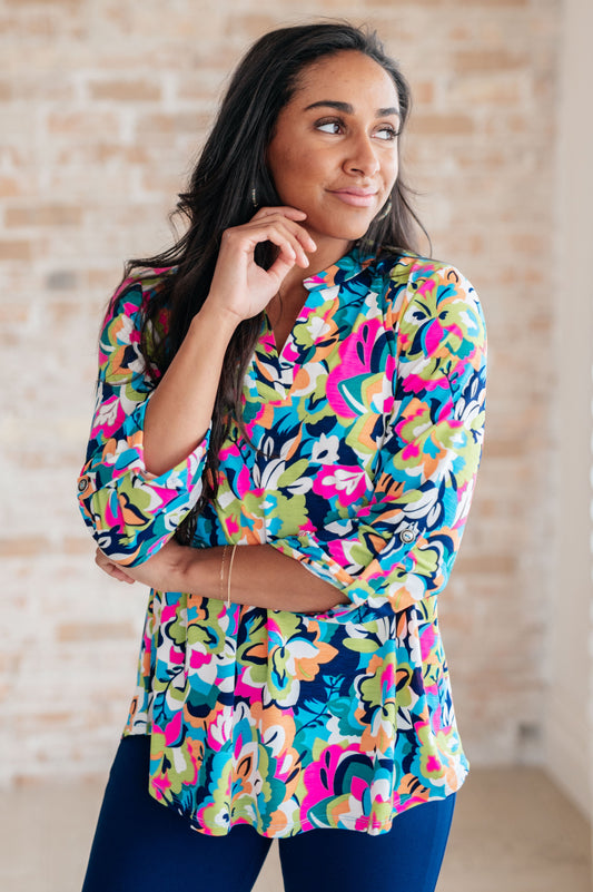 Little Lovely Blouse in Neon Floral