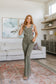 Olivia Control Top Release Hem Overalls in Olive
