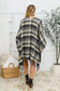 Plaid Fringe Trimmed Open Poncho in Black