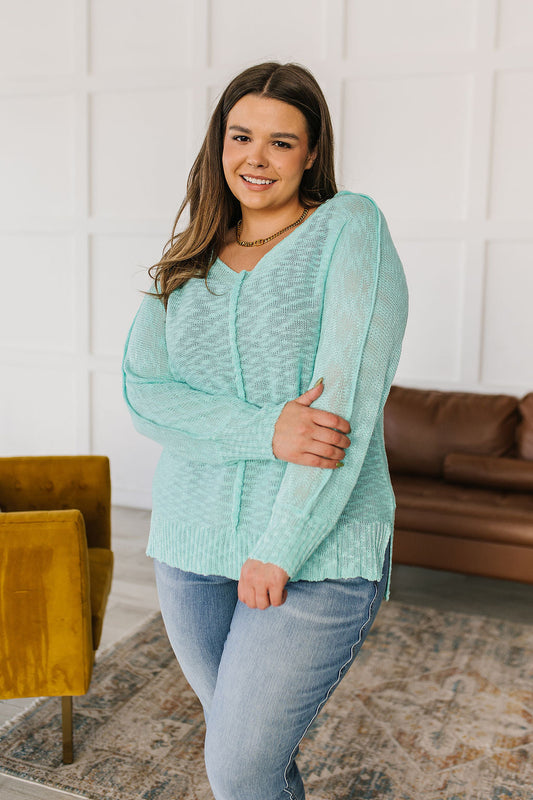 Relax With Me Knit Top in Aqua