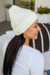 Rib Knit Beanie With Detachable Pom Pom In White