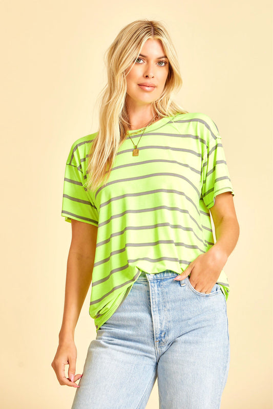 Striped Top in Neon Lime