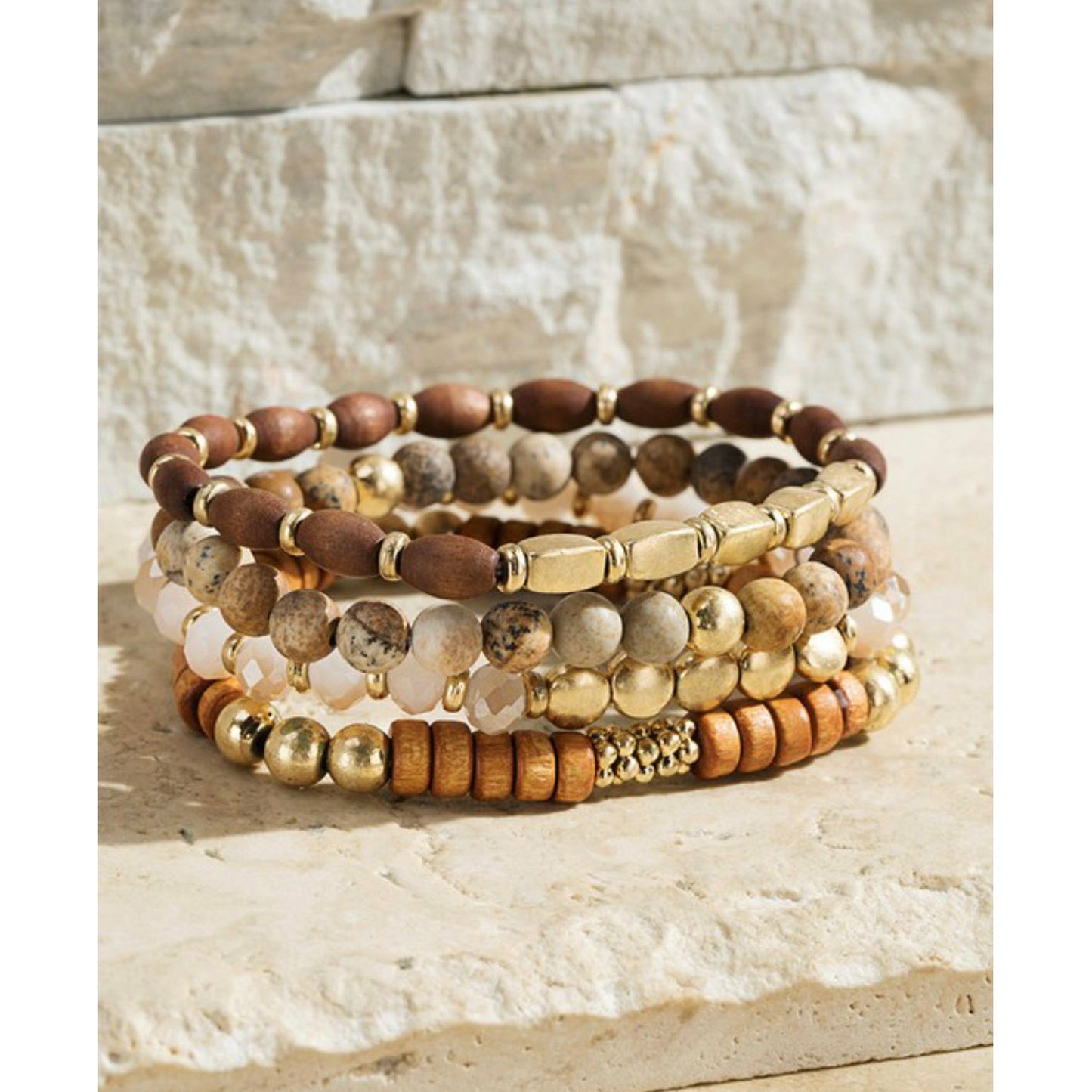 Wood and Natural Stone Bracelet