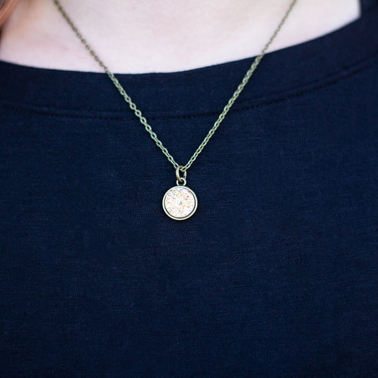 Dainty Circle Druzy Necklace